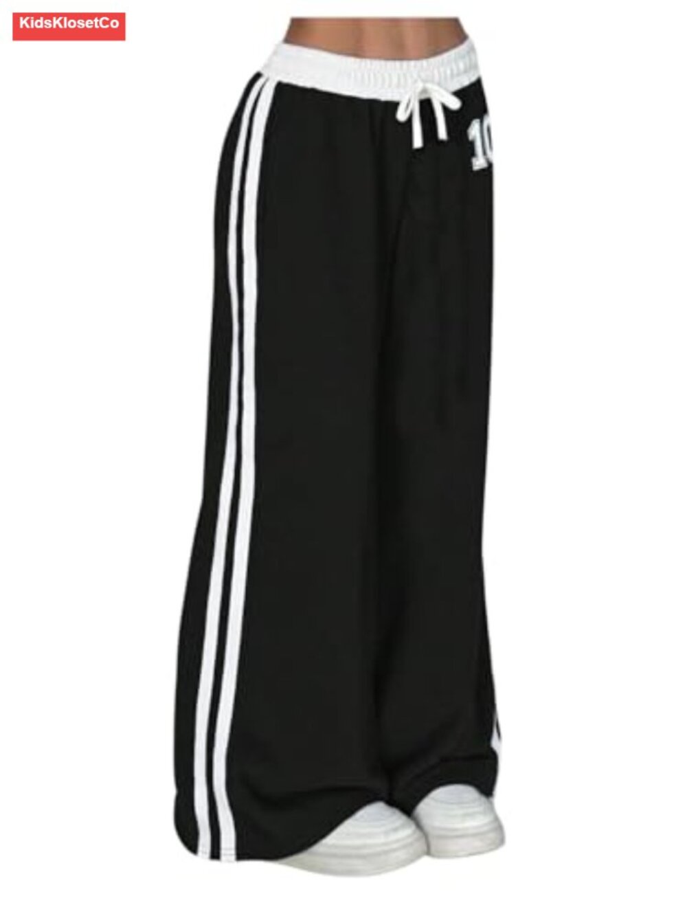 Girls Baggy Wide Leg Sweatpants Low Rise Striped Loose Fit Casual